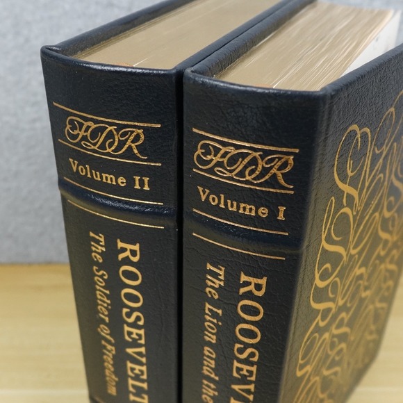 EASTON PRESS ROOSEVELT Volume 1 & 2 by James MacGregor Burns Leather Bound Set - Picture 2 of 16